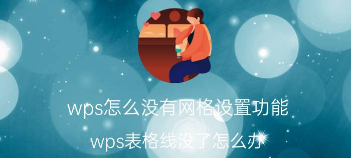 wps怎么没有网格设置功能 wps表格线没了怎么办？